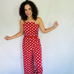 Polka Dotted Red Pantsuit